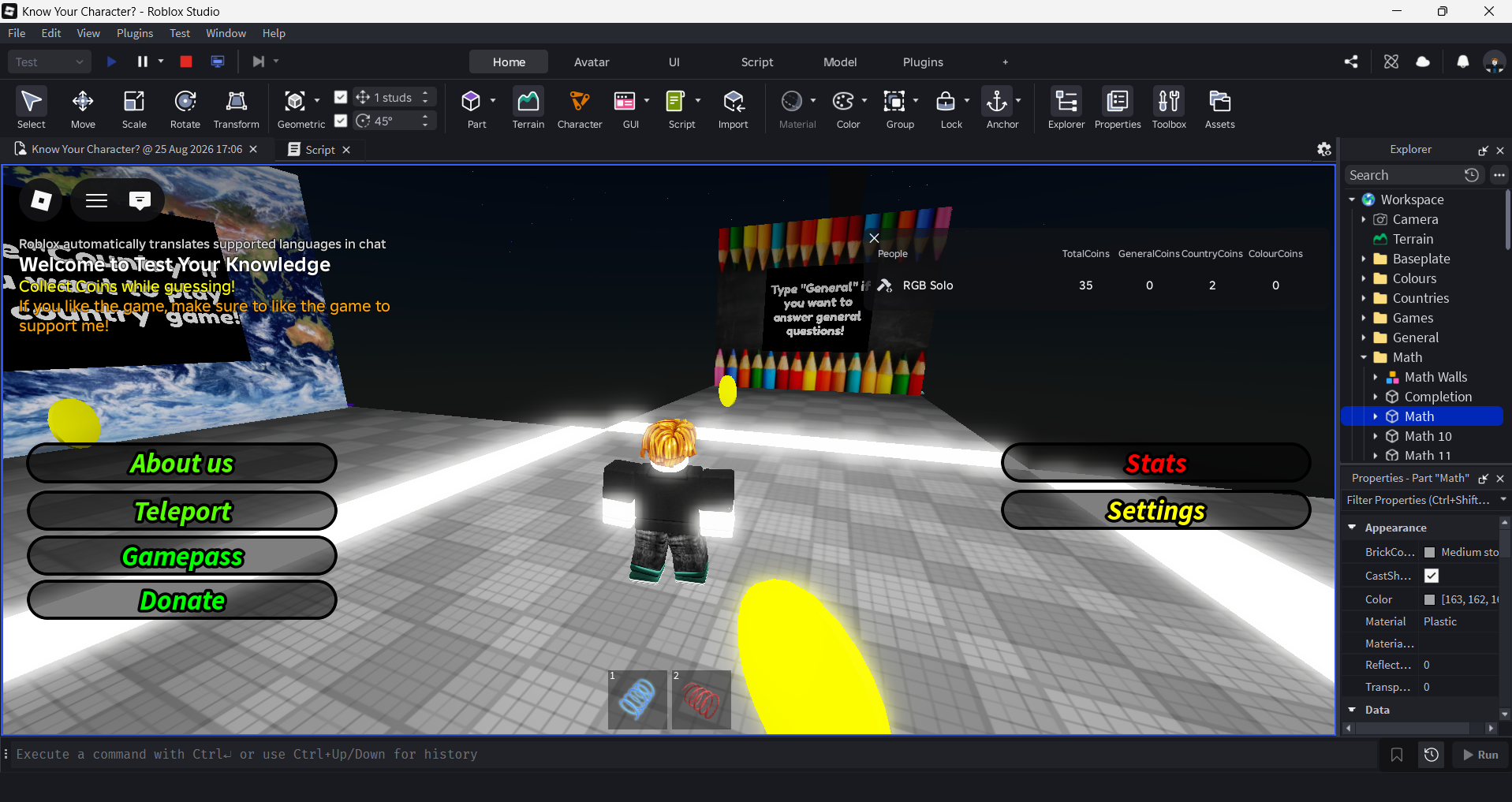 Roblox game testing environment